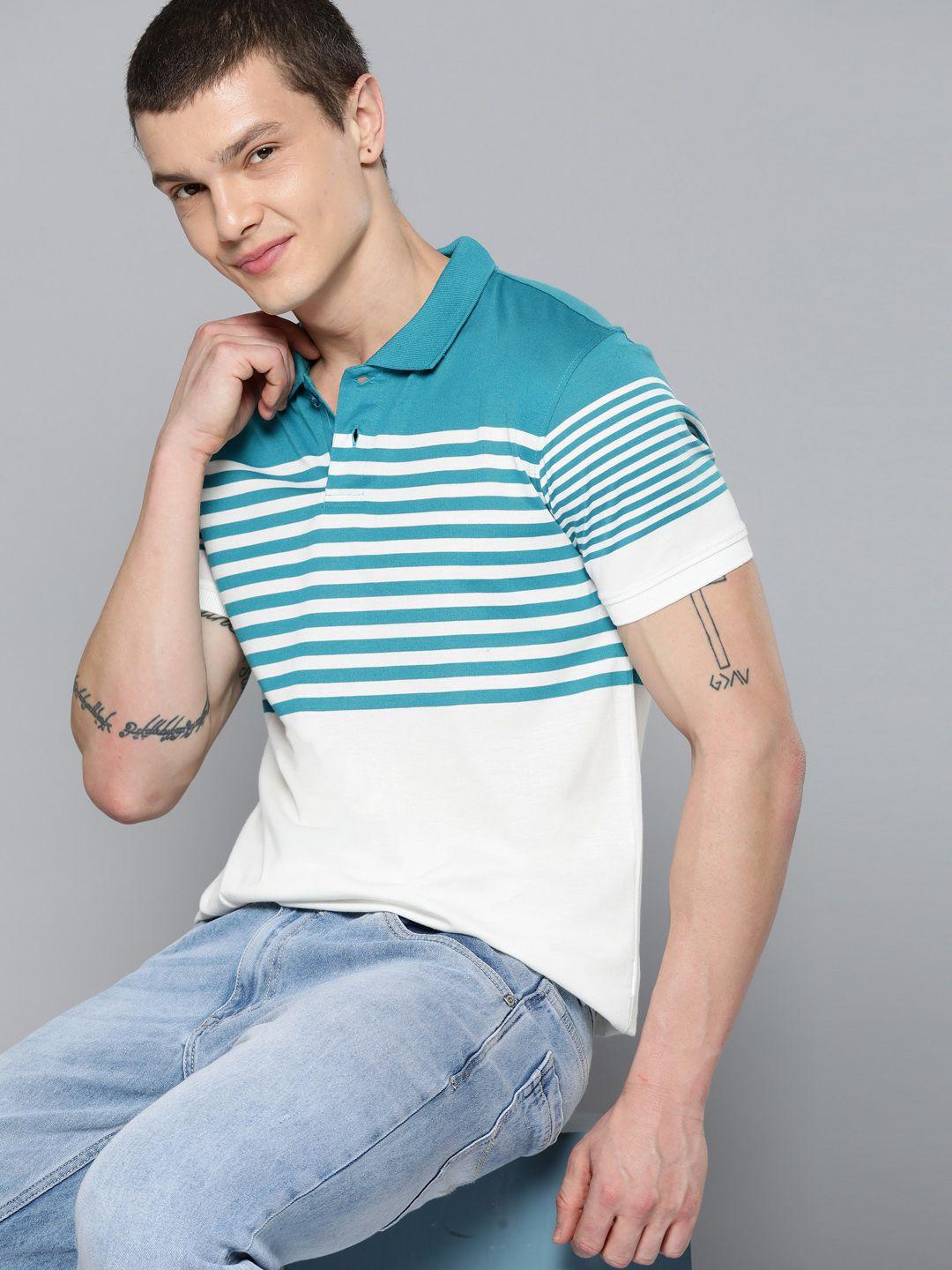 mast & harbour striped polo collar t-shirt