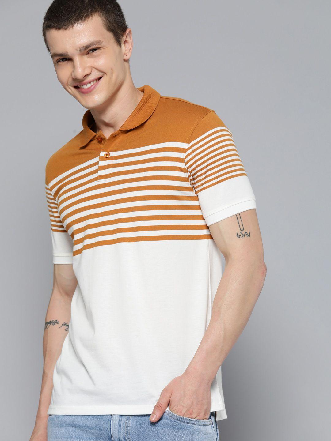 mast & harbour striped polo collar t-shirt