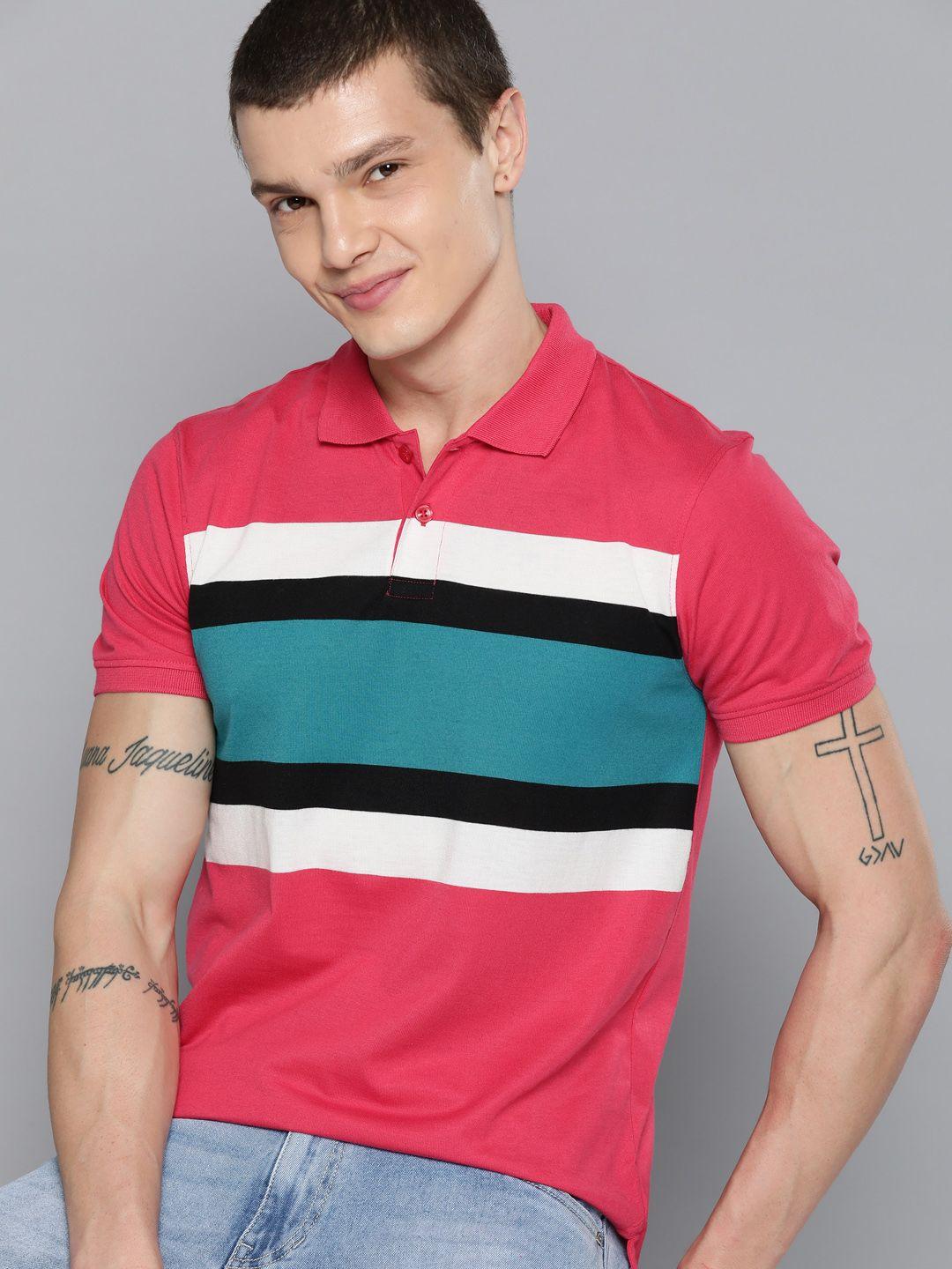 mast & harbour striped polo collar t-shirt