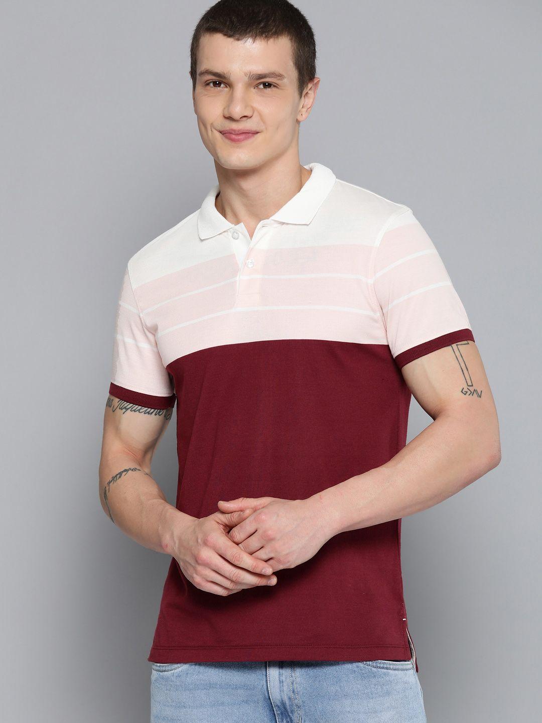 mast & harbour striped polo collar t-shirt