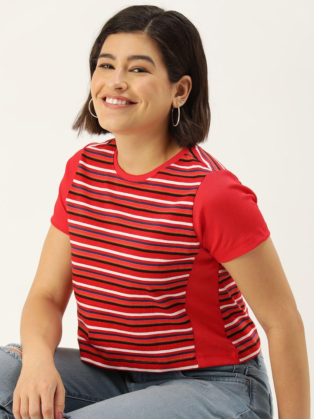 mast & harbour striped pure cotton crop t-shirt