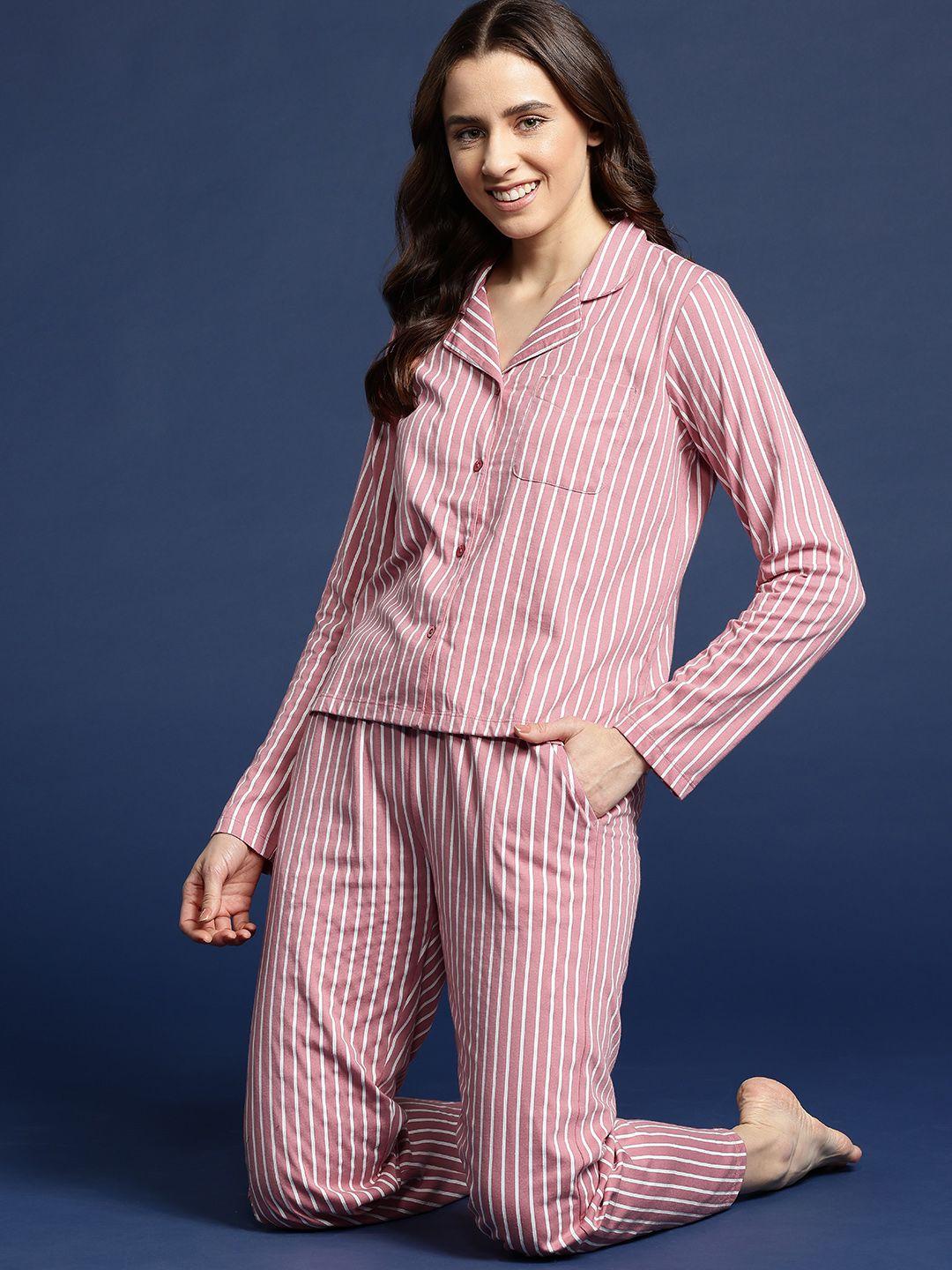 mast & harbour striped pyjama set with pouch