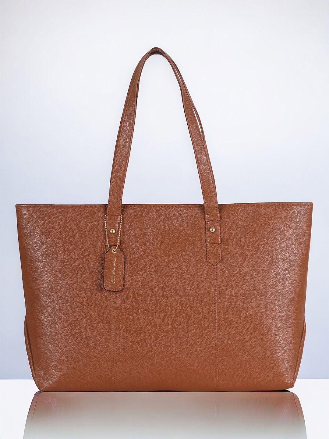 mast & harbour tan textured structured tote bag