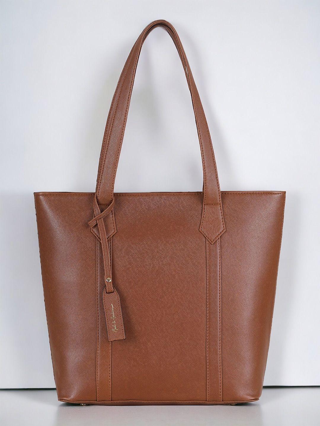 mast & harbour tan zip detail pu structured handheld bag