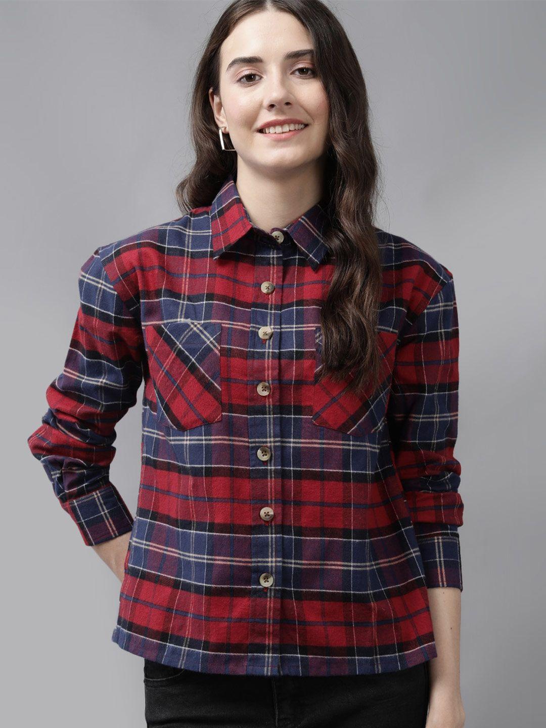 mast & harbour tartan checked twill pure cotton casual shirt
