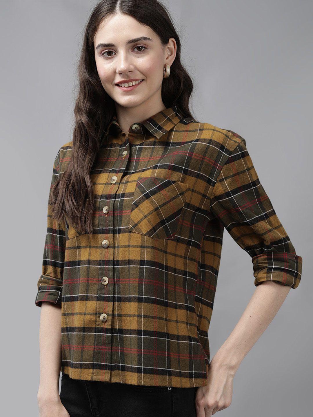 mast & harbour tartan checked twill weave pure cotton casual shirt