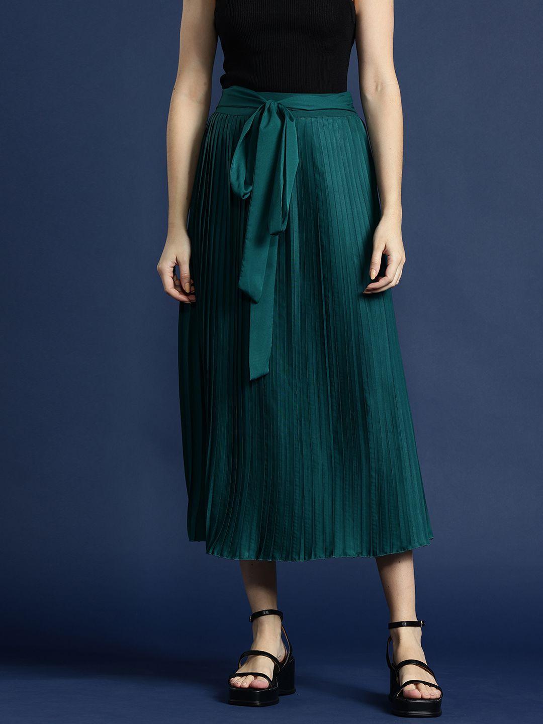 mast & harbour tie-up detail accordion pleated a-line midi skirt