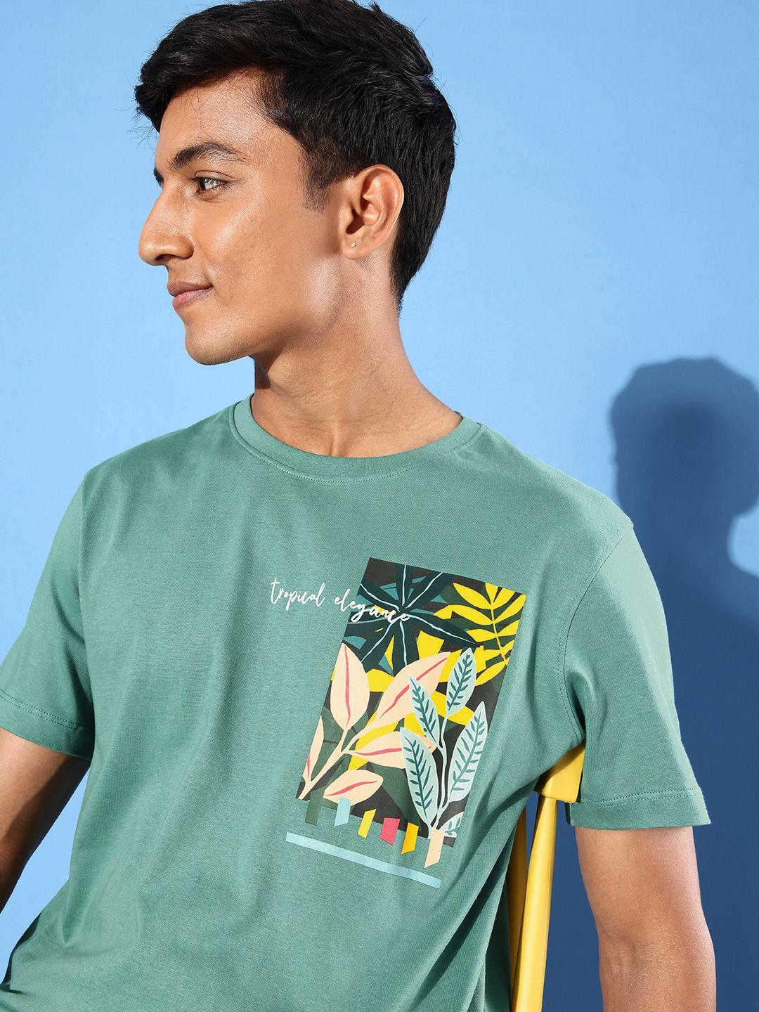 mast & harbour tropical printed pure cotton casual t-shirt