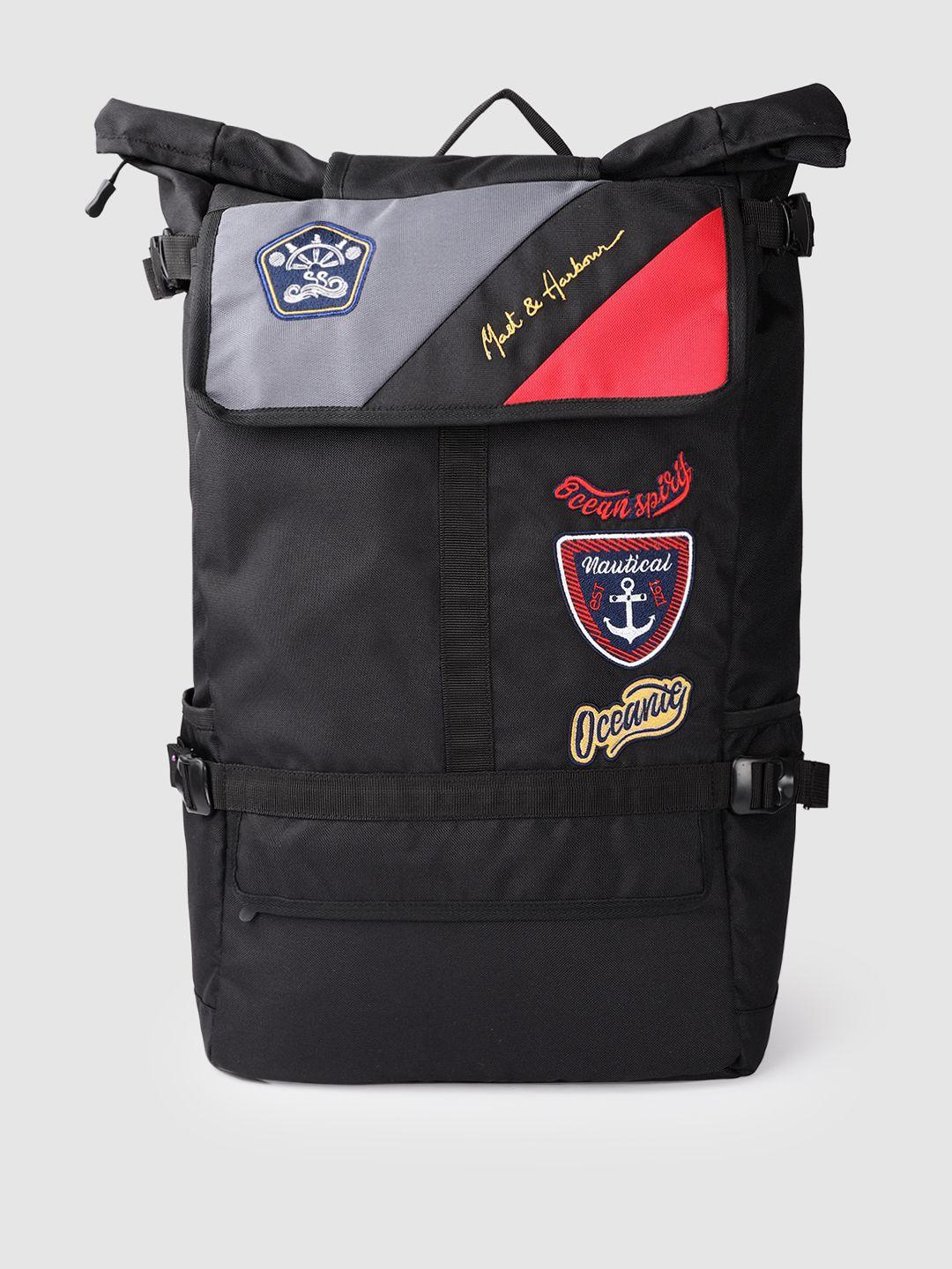 mast & harbour unisex black & red solid backpack 21.4 l