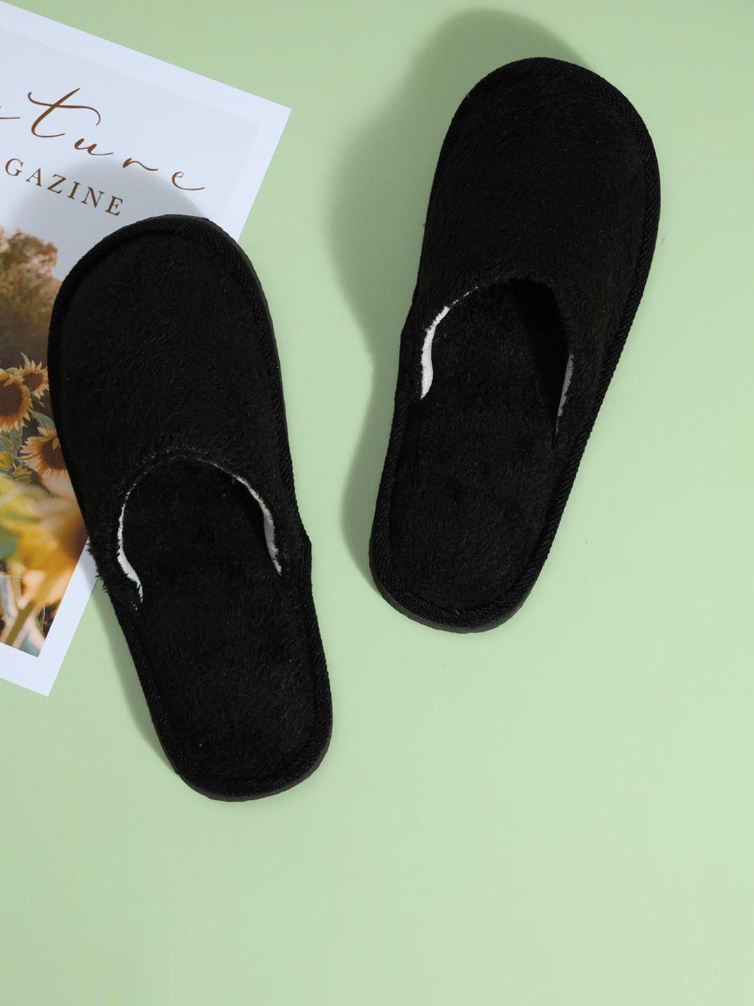 mast & harbour unisex black fur room slippers