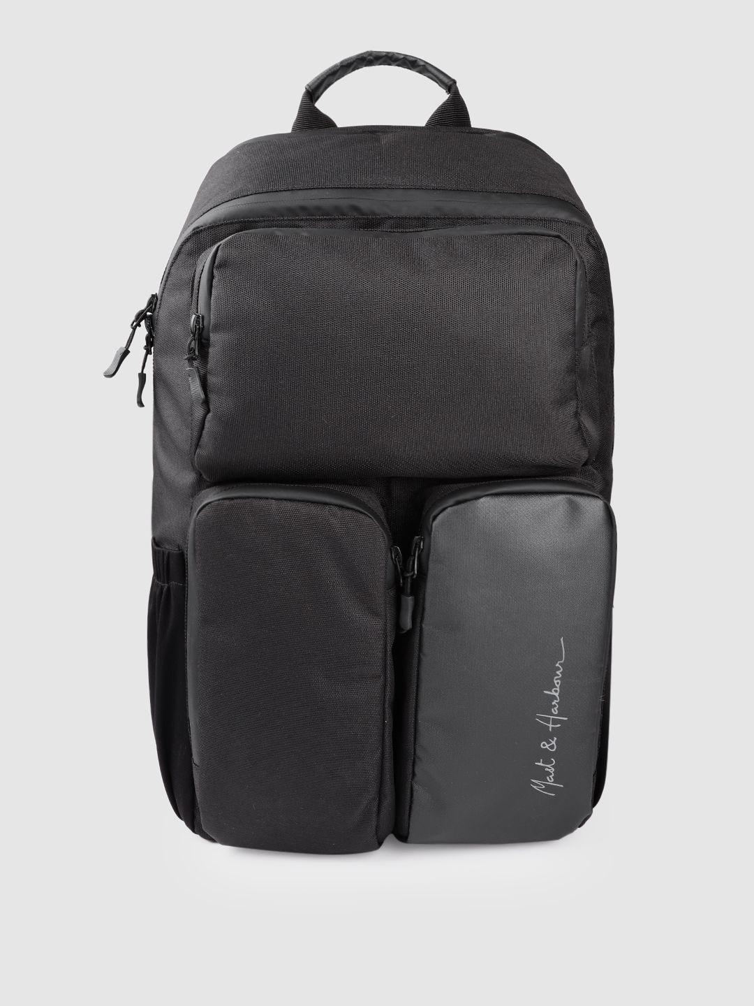 mast & harbour unisex black solid backpack 27.3 l