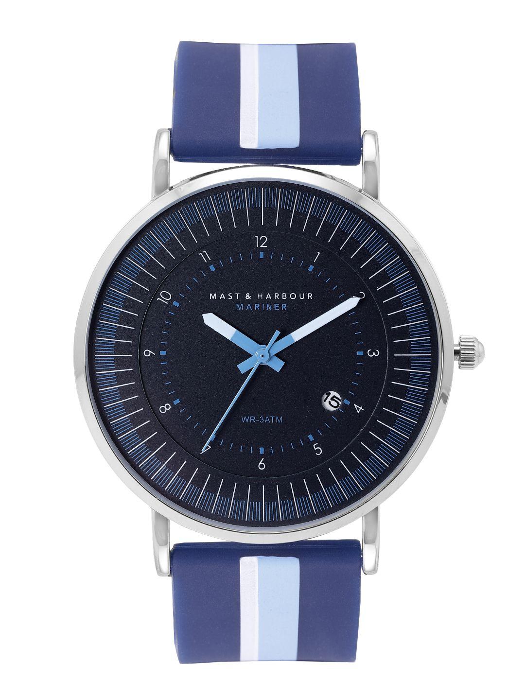 mast & harbour unisex blue& white analogue watch mfb-pn-sm-1901