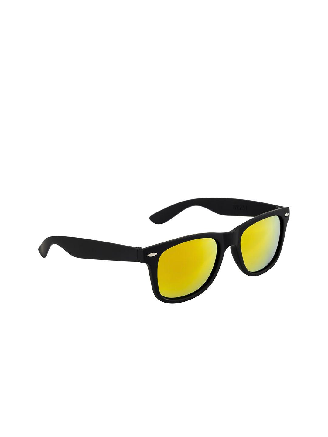 mast & harbour unisex gold lens & black wayfarer sunglasses with uv protected lens mh-m22122