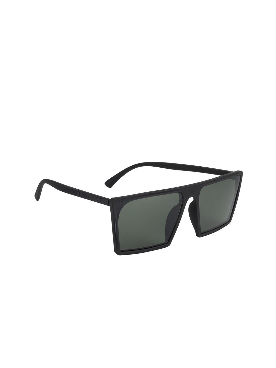 mast & harbour unisex green lens & black square sunglasses with uv protected lens