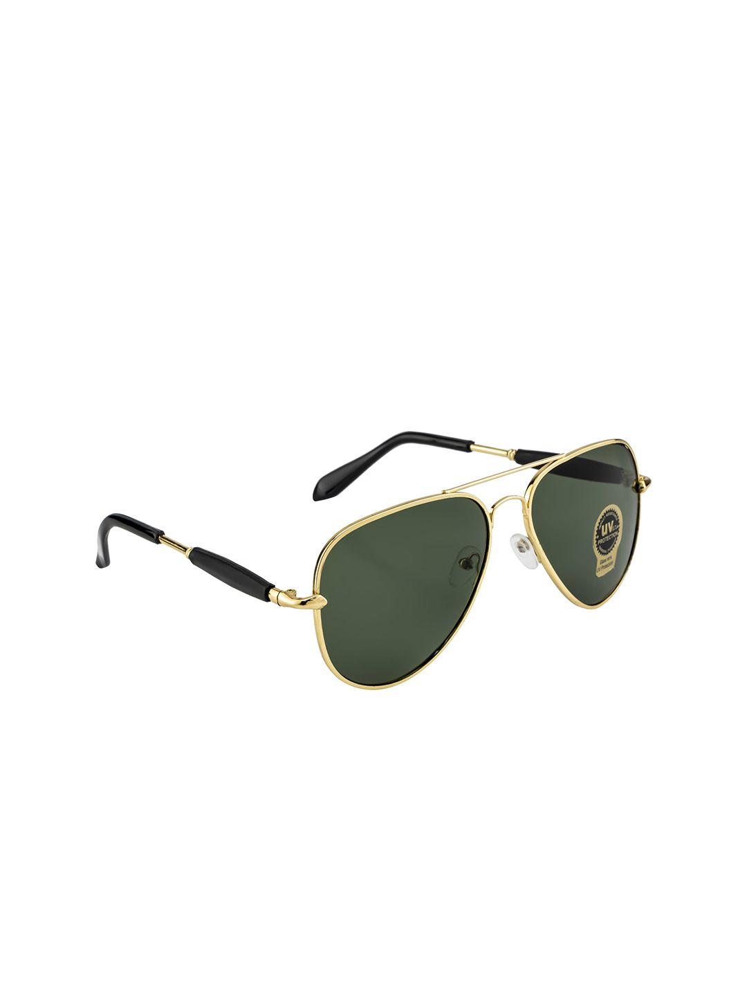 mast & harbour unisex green lens & gold-toned aviator sunglasses with uv protected lens