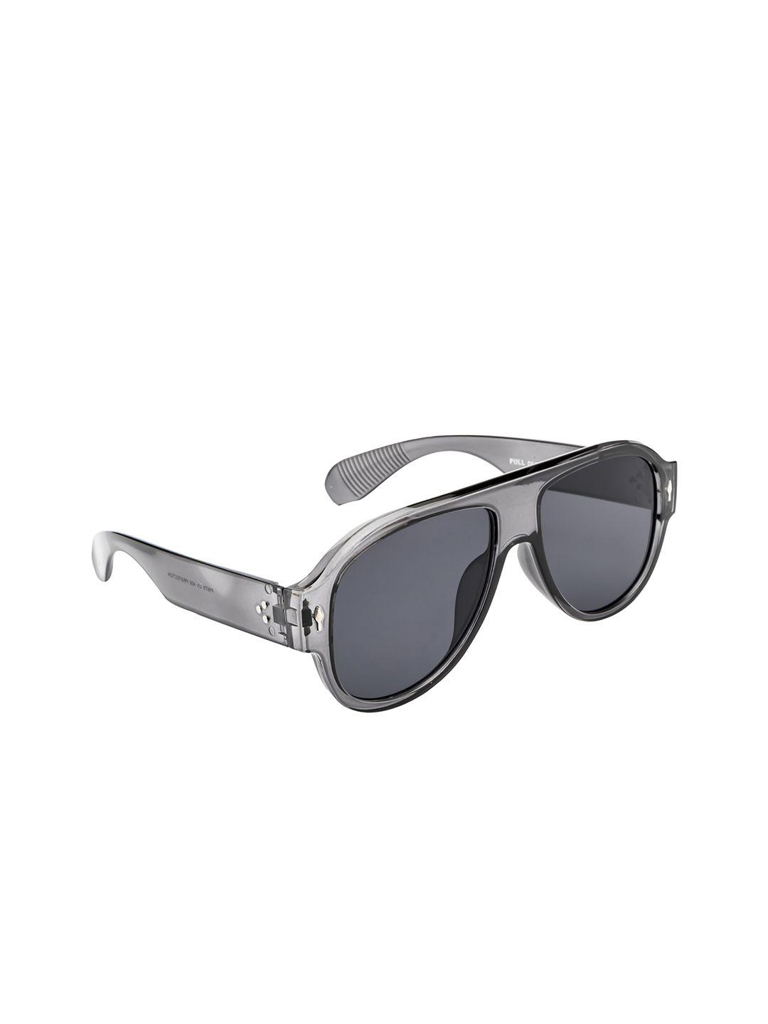 mast & harbour unisex grey lens & black aviator sunglasses with uv protected lens