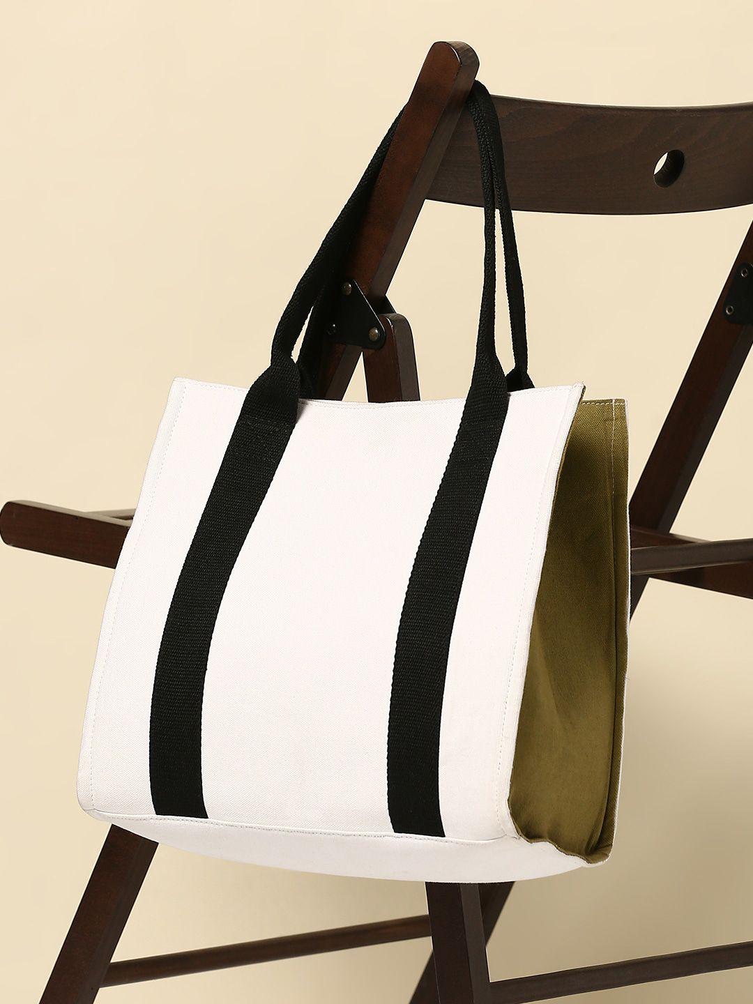 mast & harbour white & black structured pure cotton handheld bag