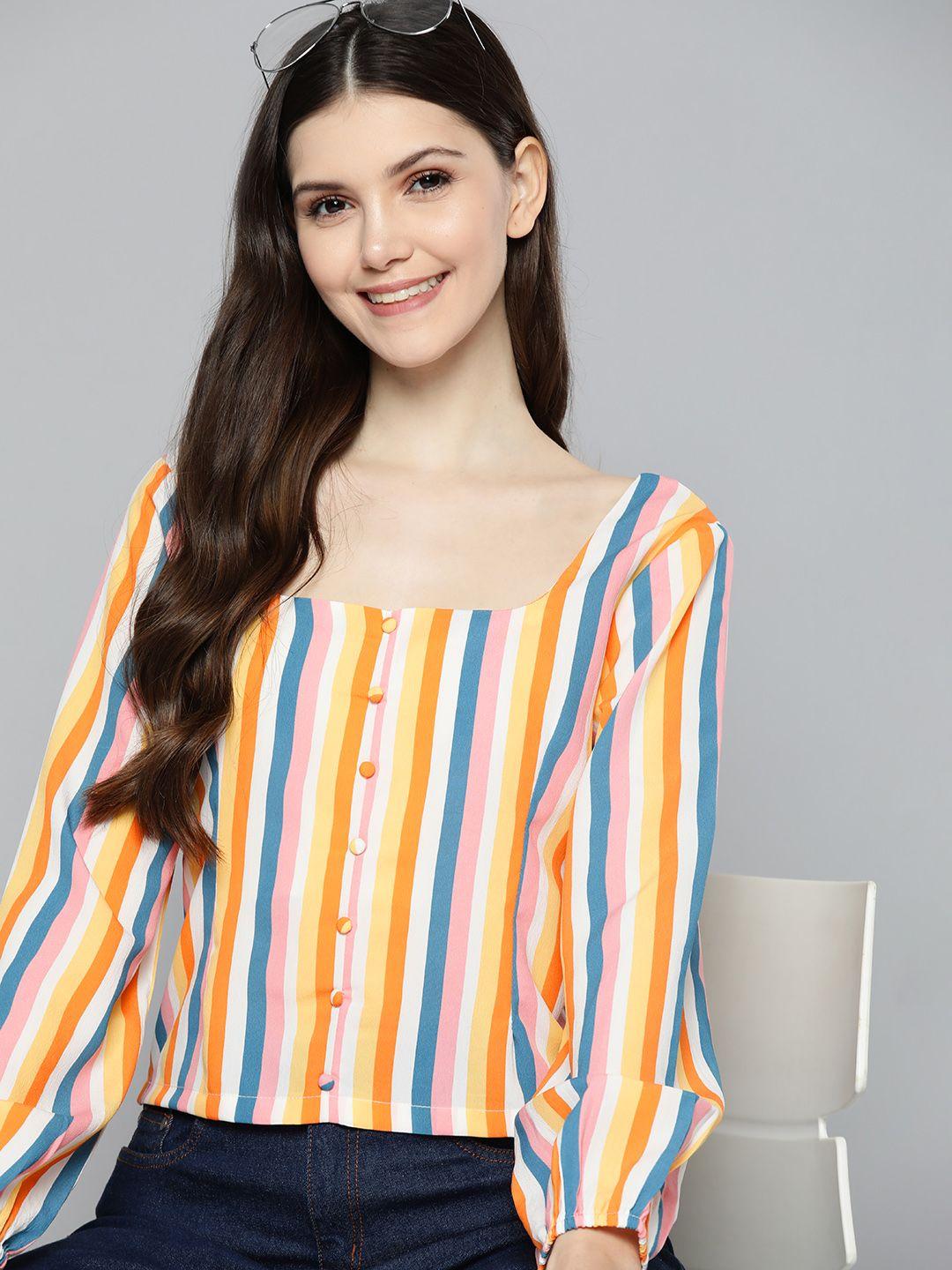 mast & harbour white & orange striped top