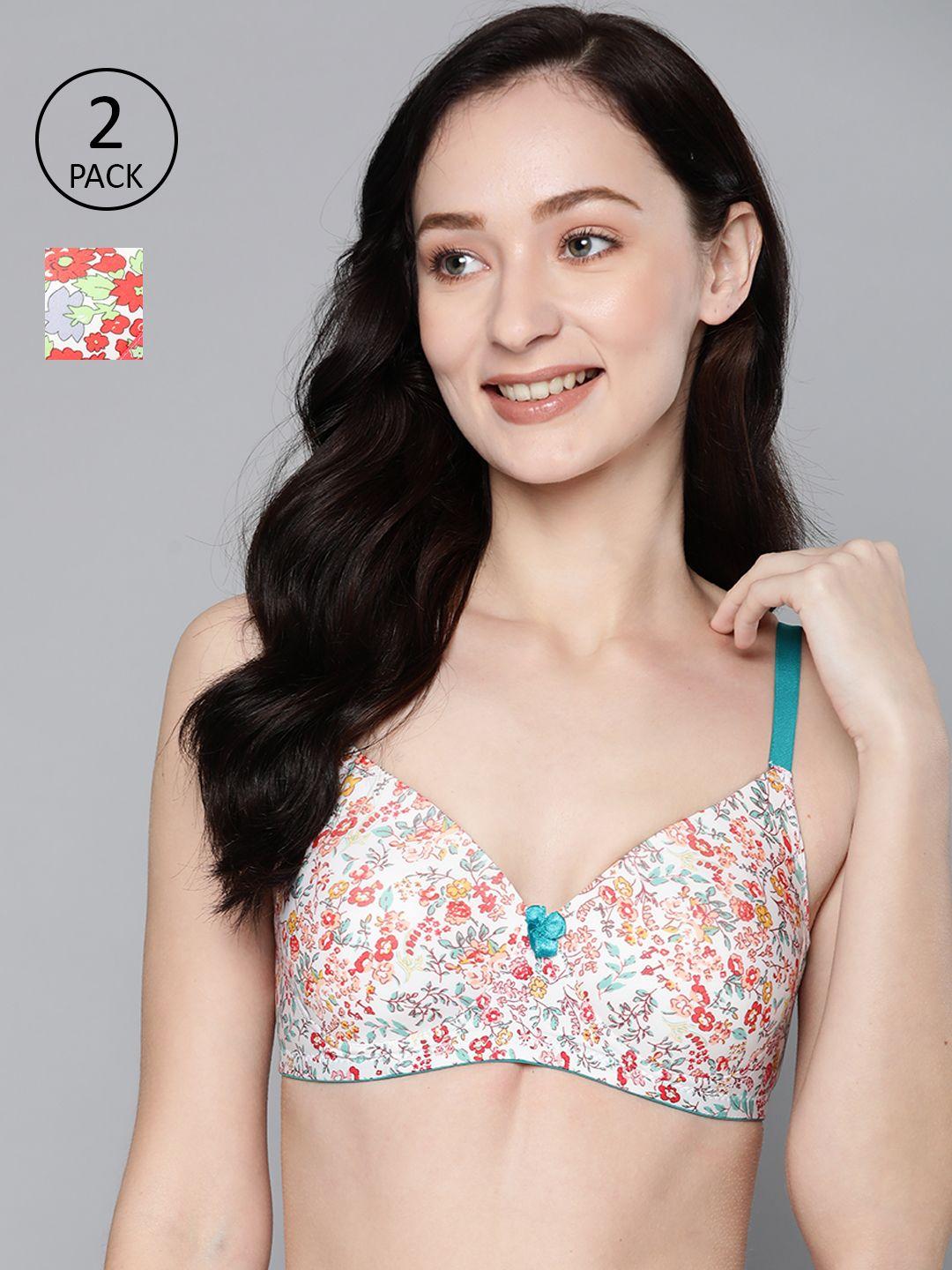 mast & harbour white & red floral t-shirt bra lightly padded