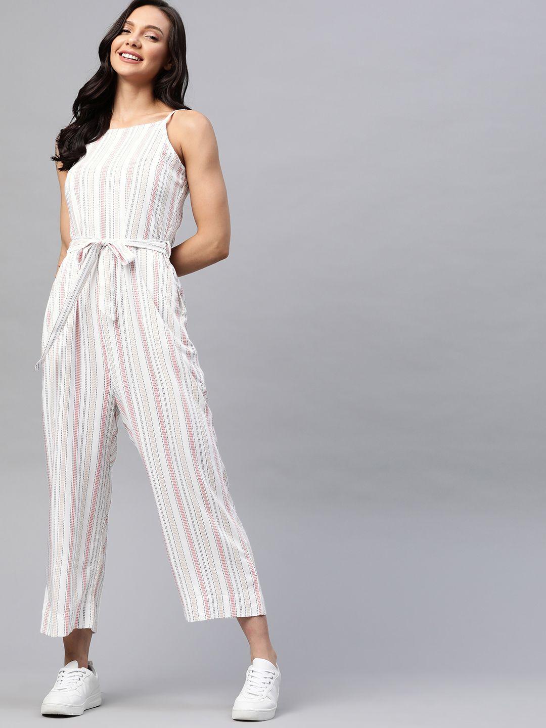 mast & harbour white & red striped basic jumpsuit