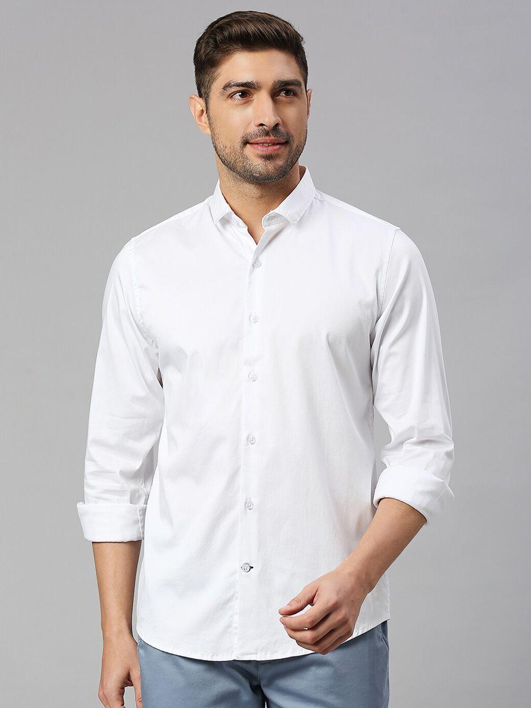 mast & harbour white classic slim fit opaque casual shirt