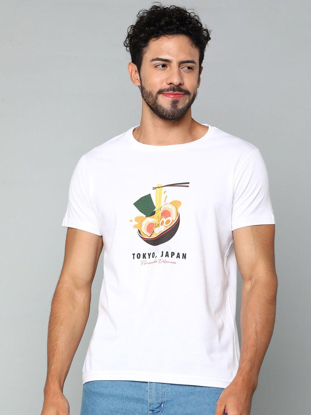 mast & harbour white graphic printed pure cotton t-shirt