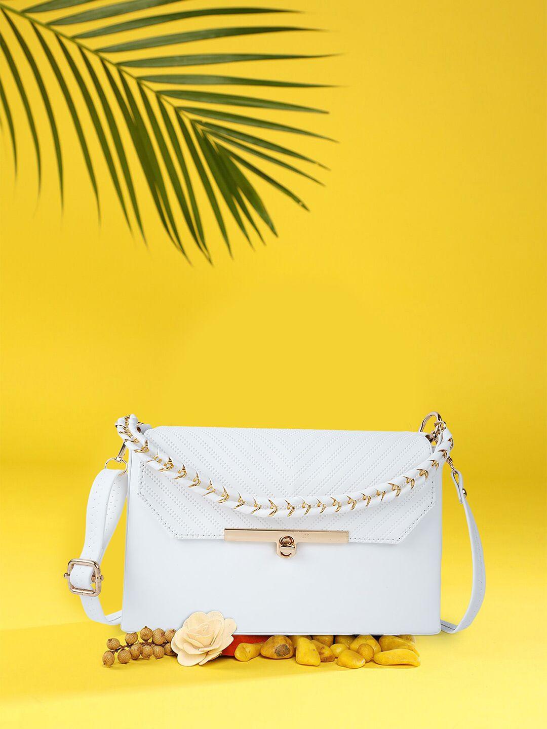 mast & harbour white soild structured sling bag with buckle detail