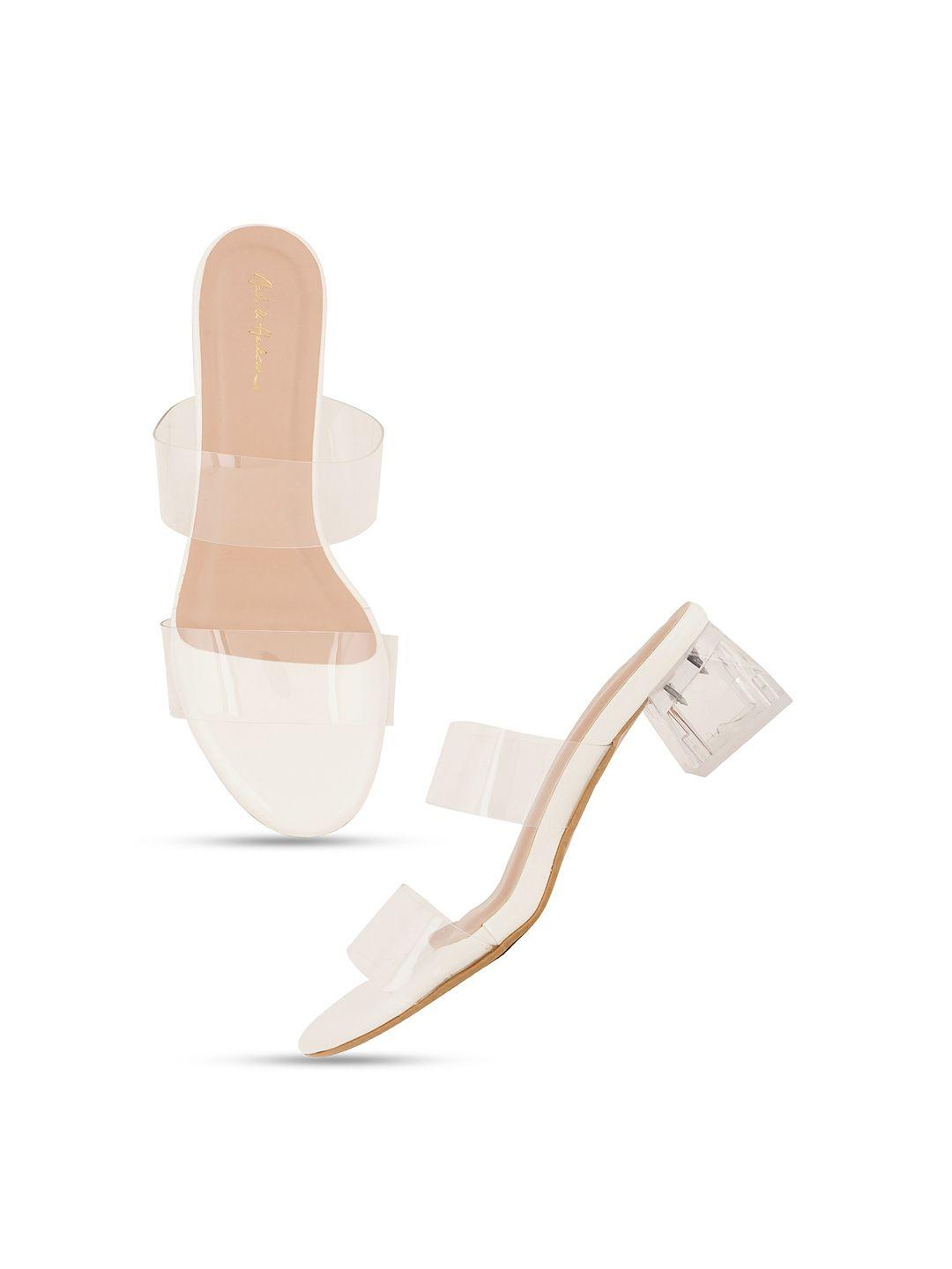 mast & harbour white two strap party block heels