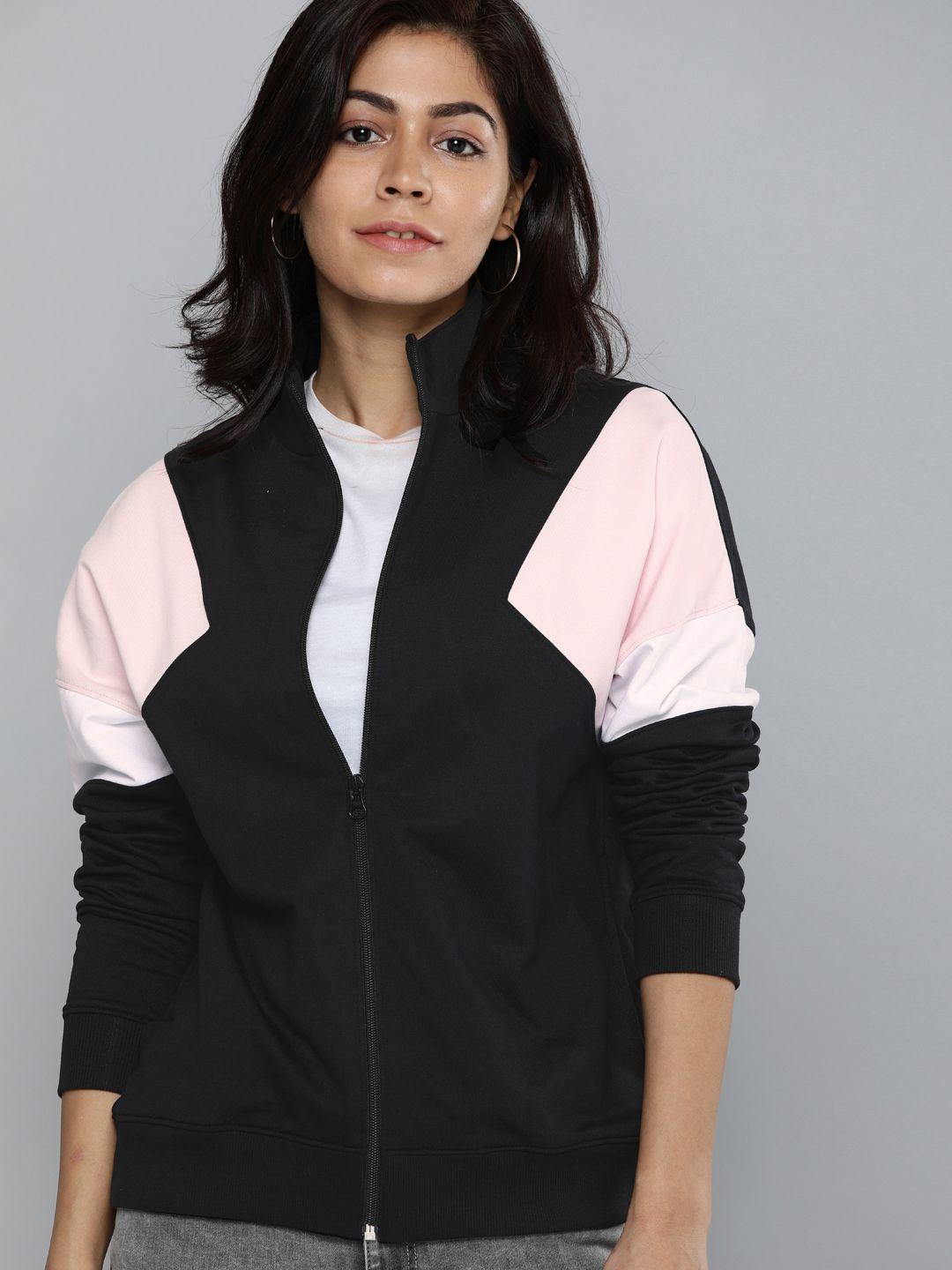 mast & harbour women black & pink colourblocked sweatshirt