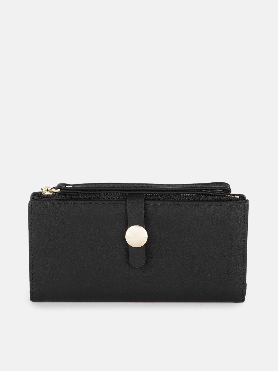 mast & harbour women black pu two fold wallet