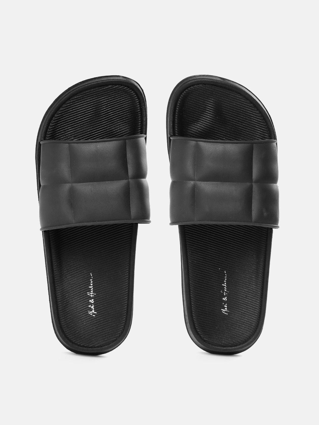 mast & harbour women black quilted sliders