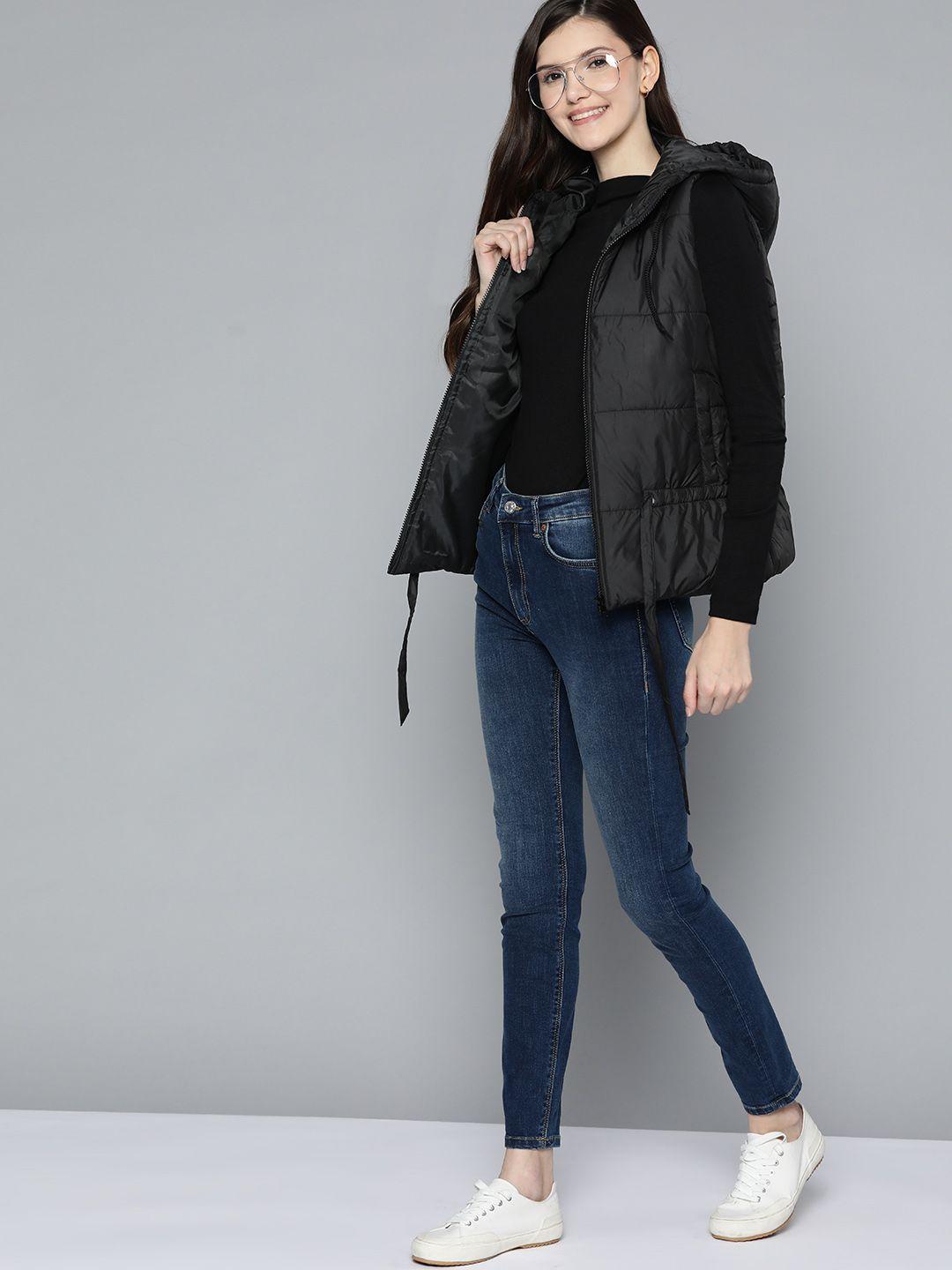 mast & harbour women black solid padded jacket