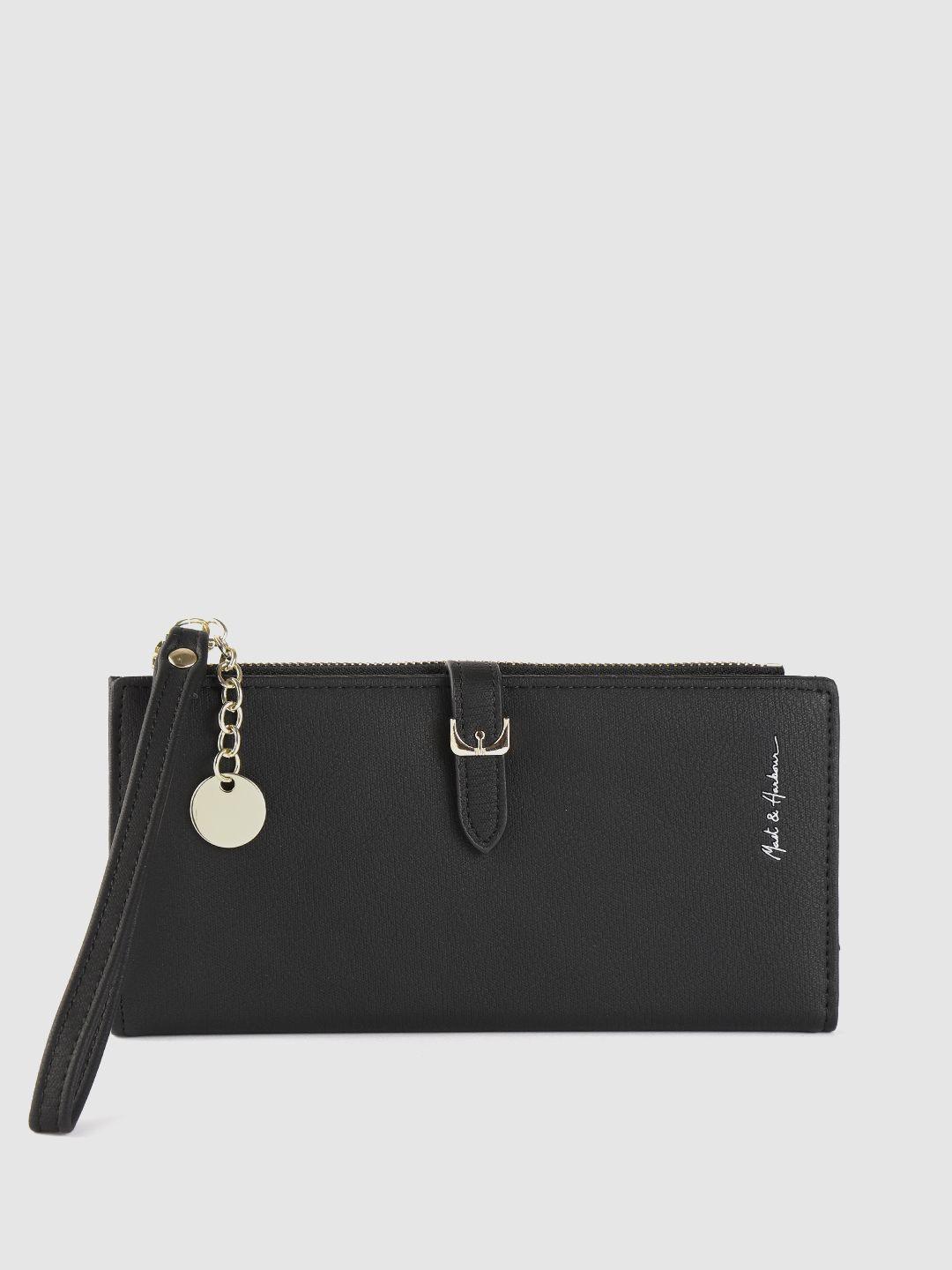 mast & harbour women black solid two fold wallet