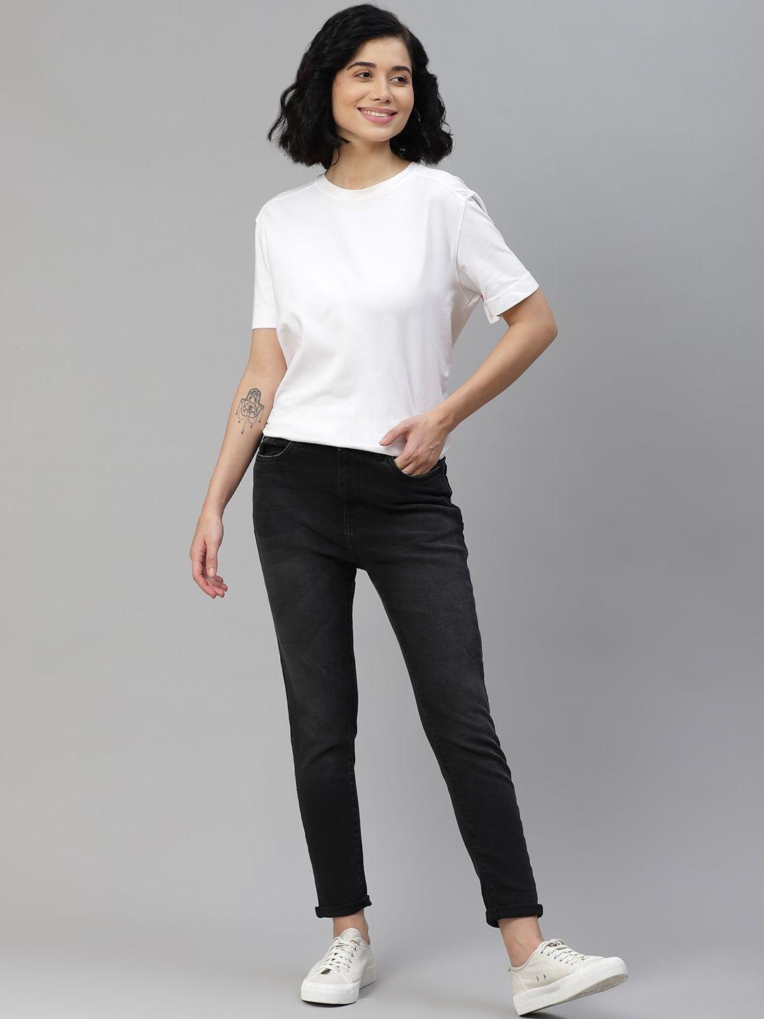 mast & harbour women black super skinny fit stretchable jeans