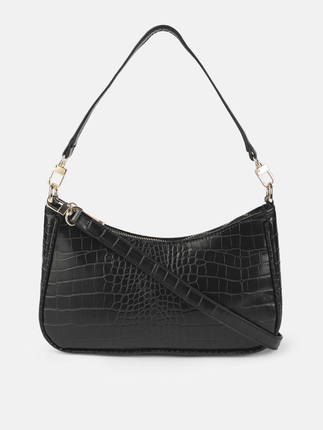 mast & harbour women black textured hobo bag