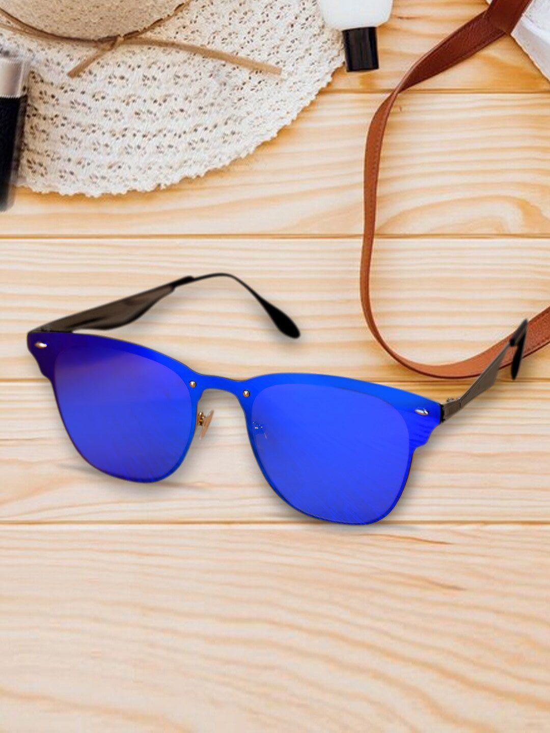 mast & harbour women blue lens & blue square sunglasses with uv protected lens