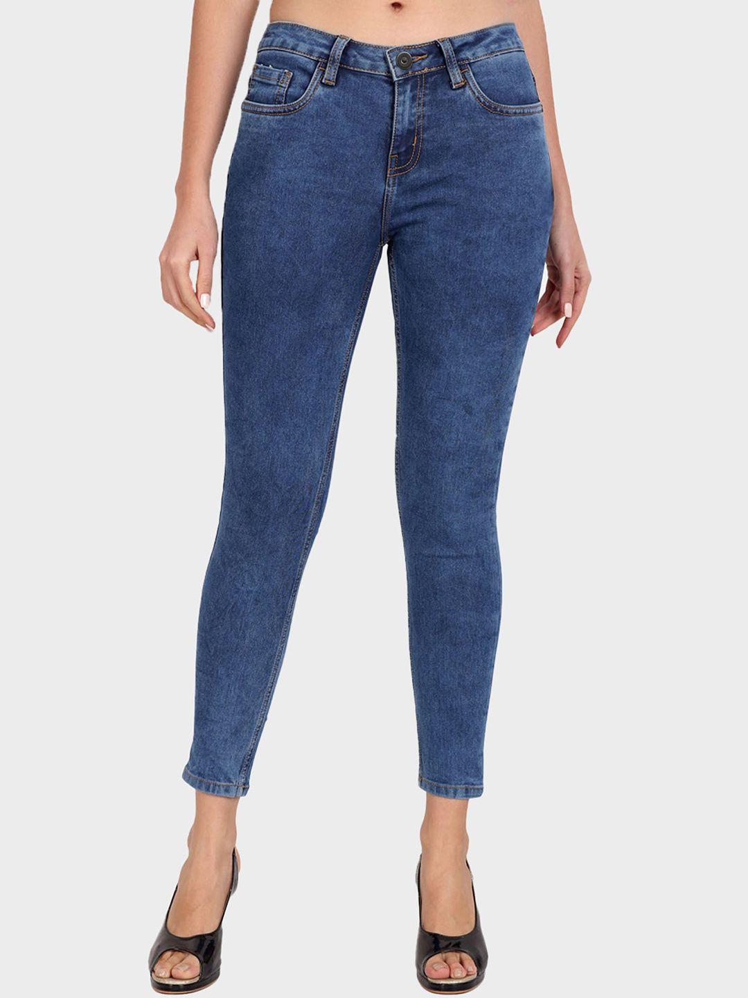 mast & harbour women blue mid-rise skinny fit stretchable jeans