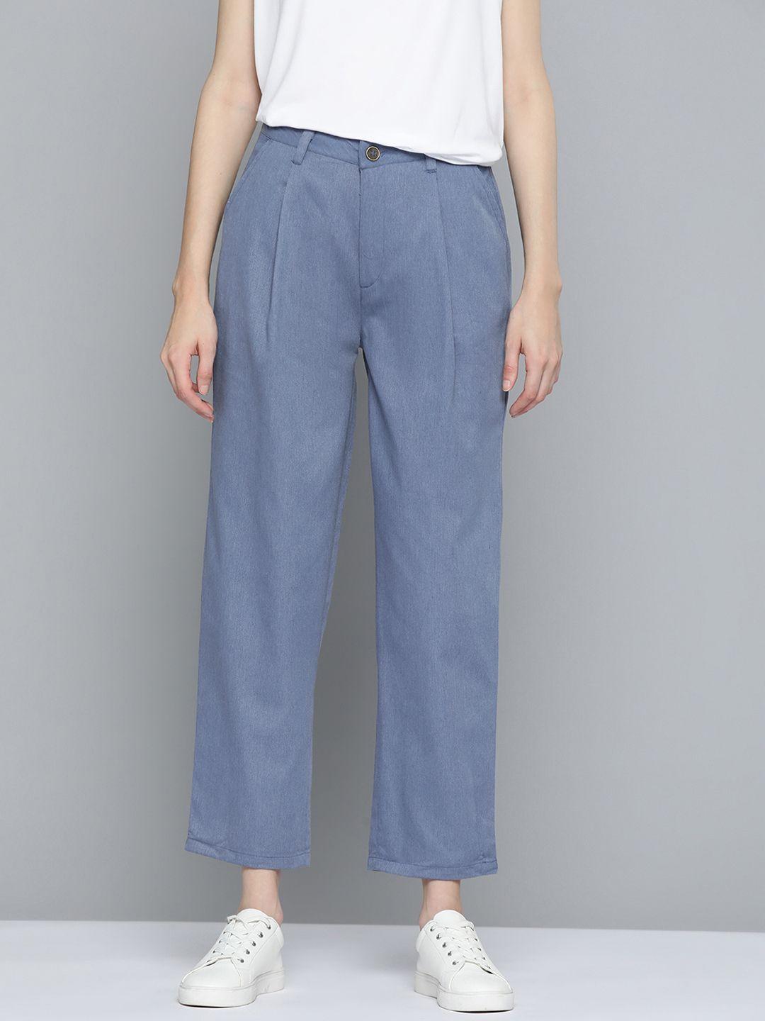 mast & harbour women blue pleated trousers