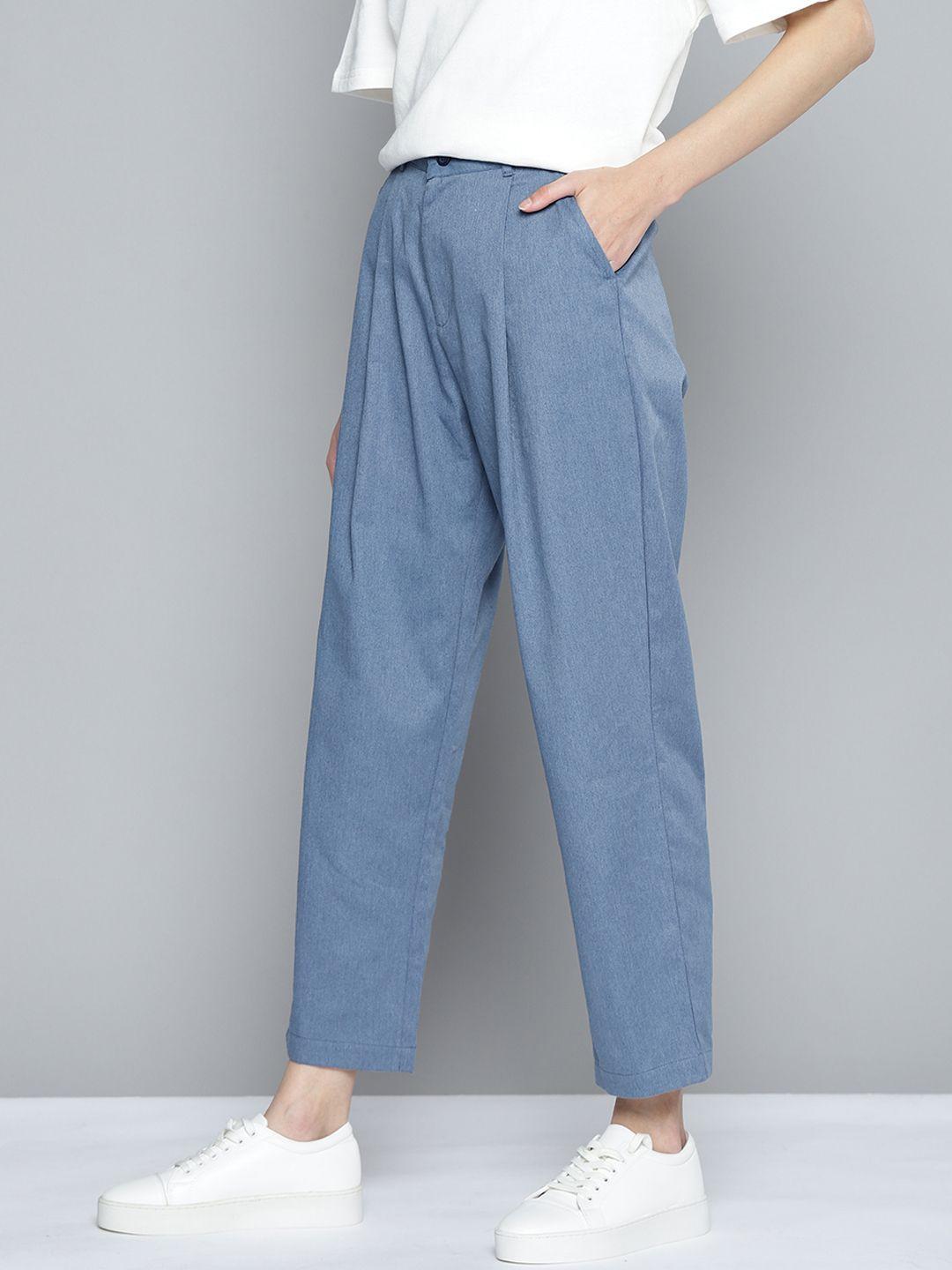 mast & harbour women blue pleated trousers