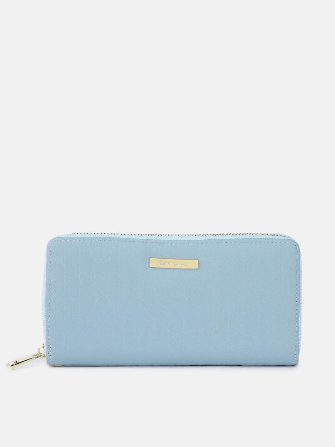 mast & harbour women blue pu zip around wallet