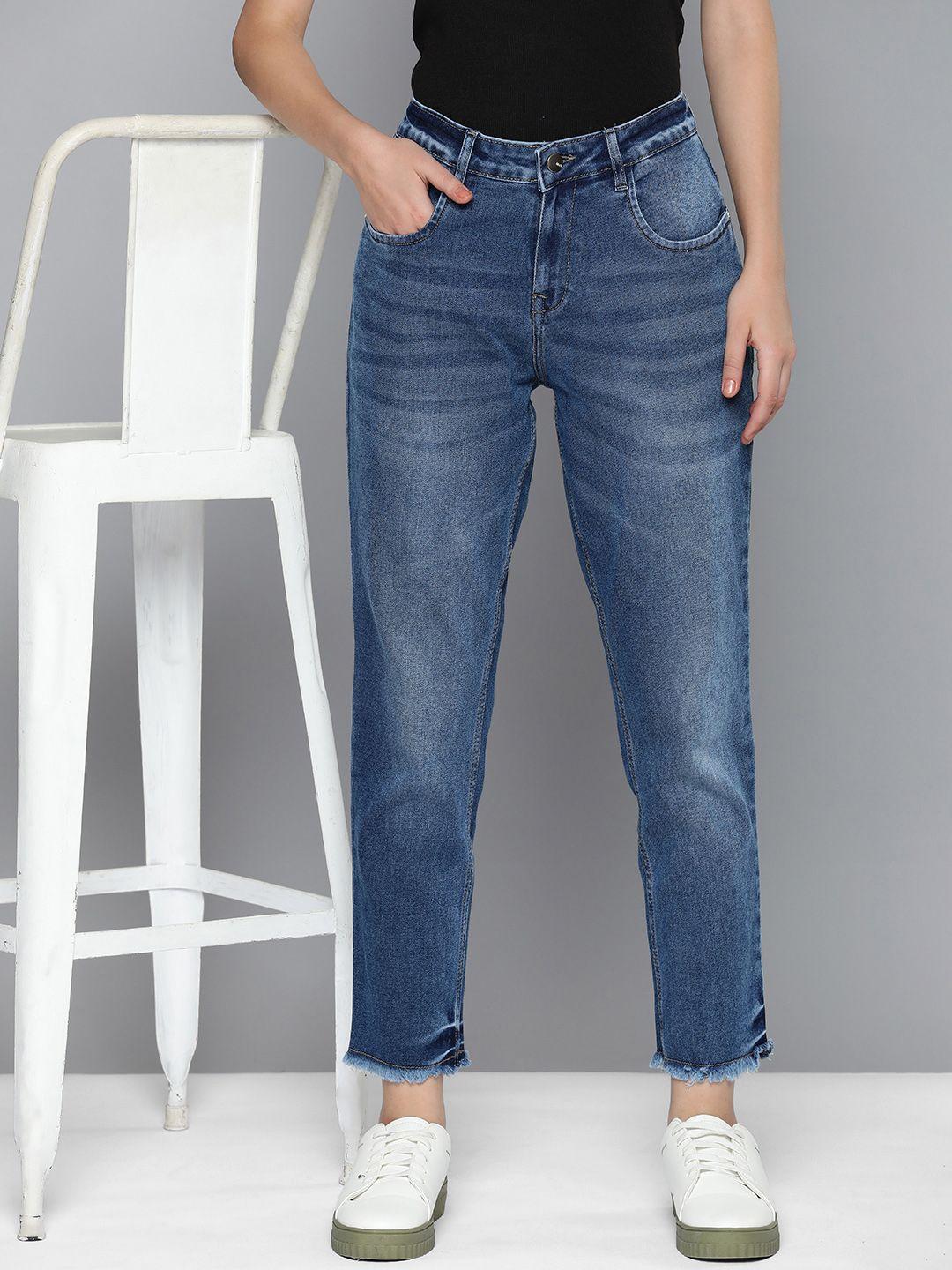 mast & harbour women boyfriend fit heavy fade stretchable jeans