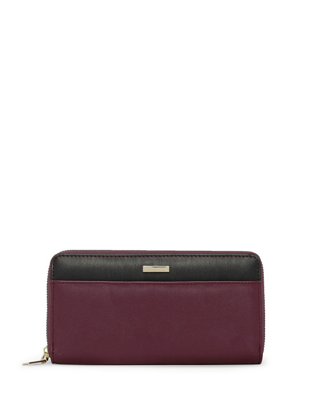 mast & harbour women burgundy & black zip around wallet