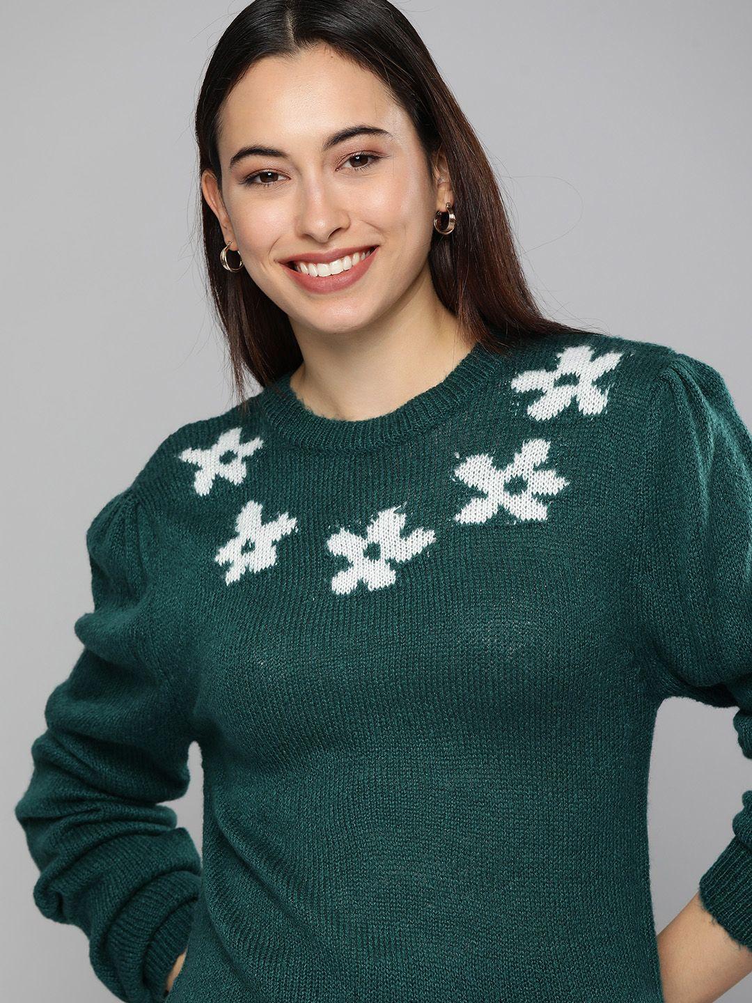 mast & harbour women green floral pullover