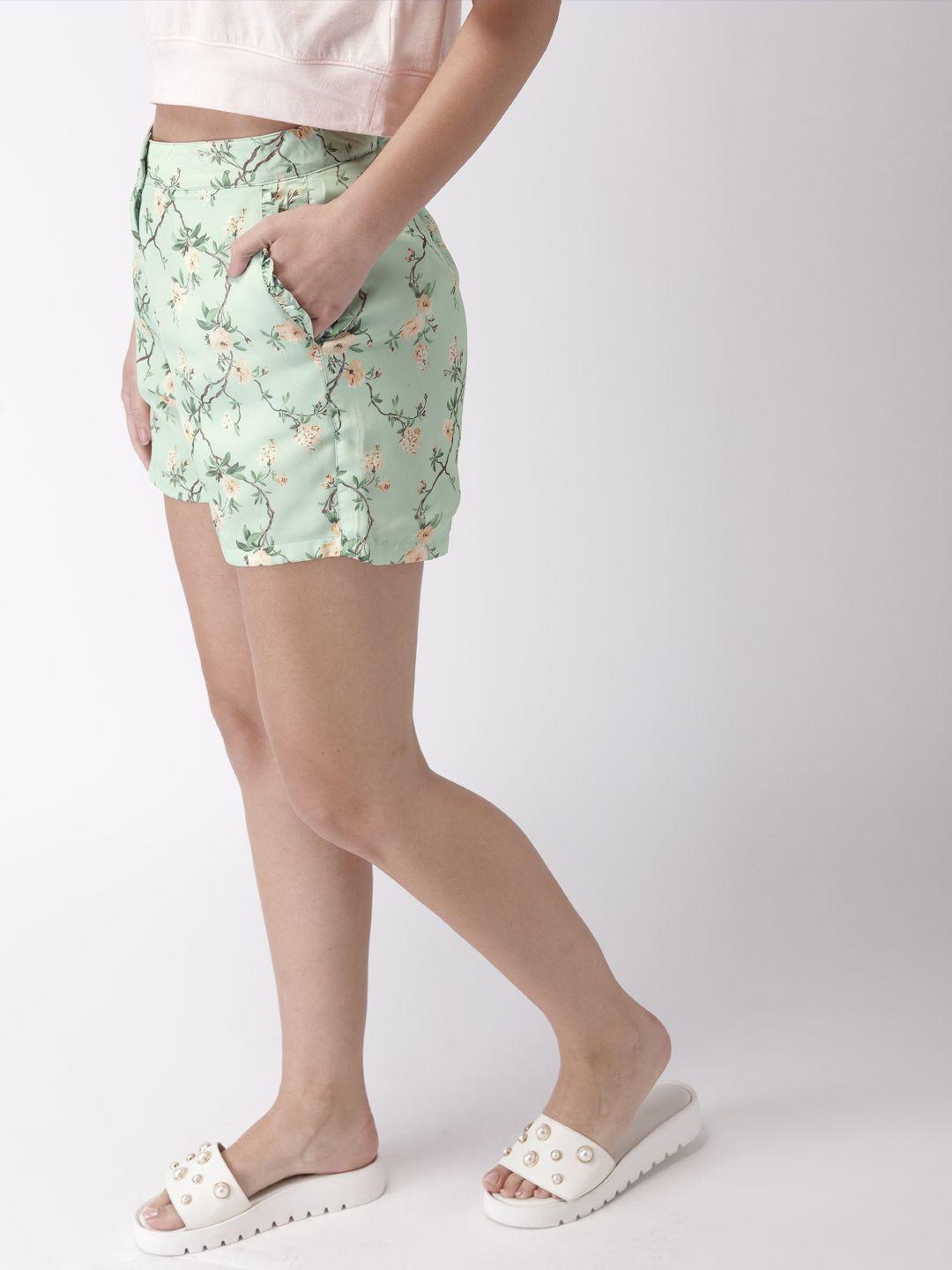 mast & harbour women green printed shorts