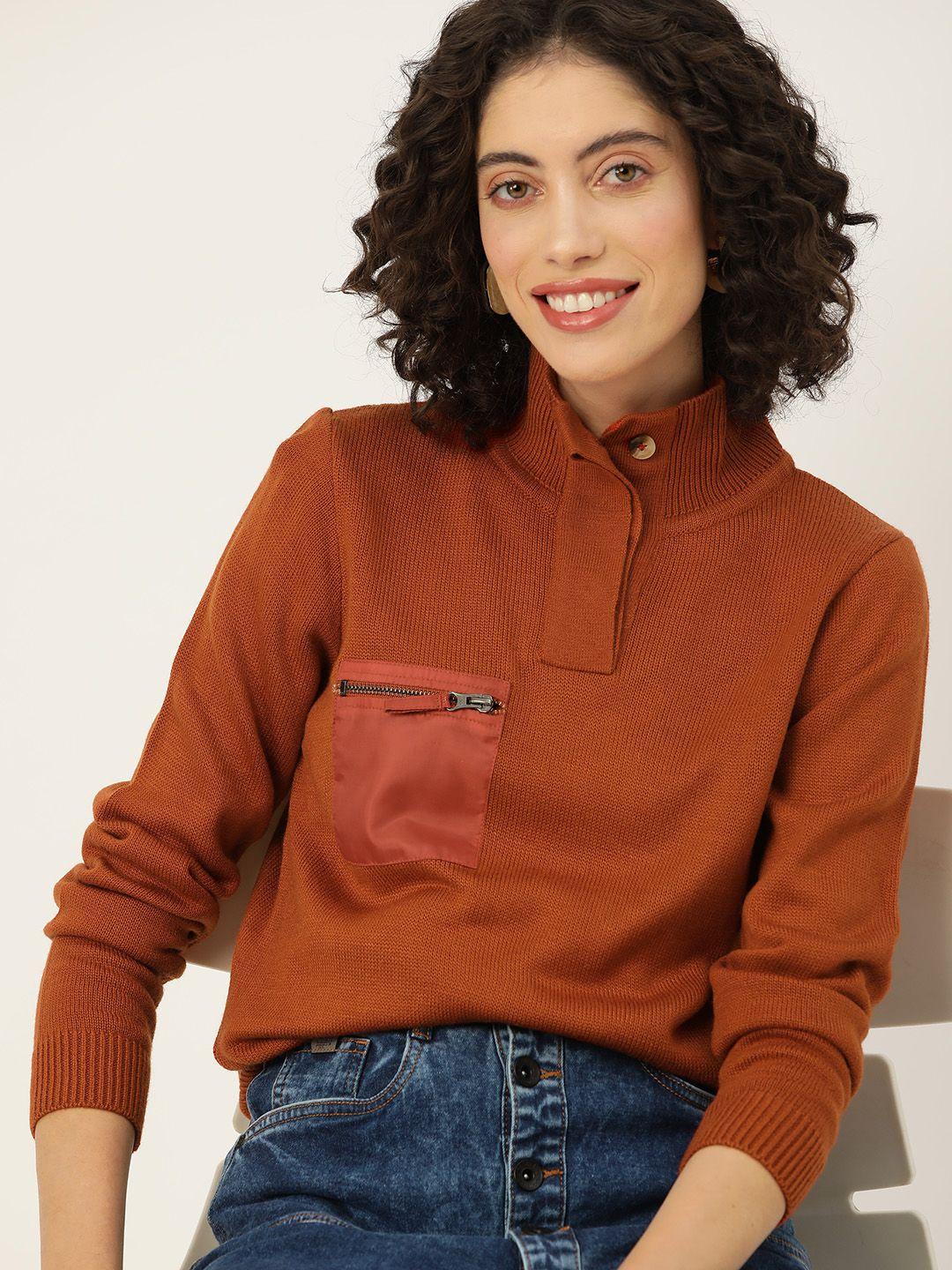 mast & harbour women mock collar pullover