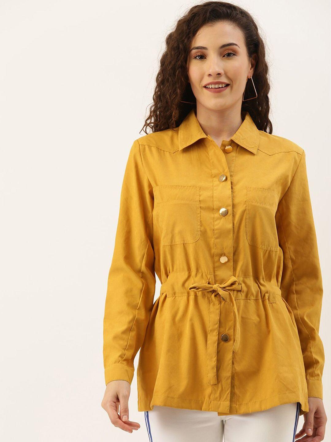 mast & harbour women mustard opaque casual shirt