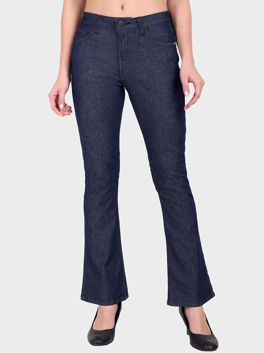 mast & harbour women navy blue bootcut stretchable jeans