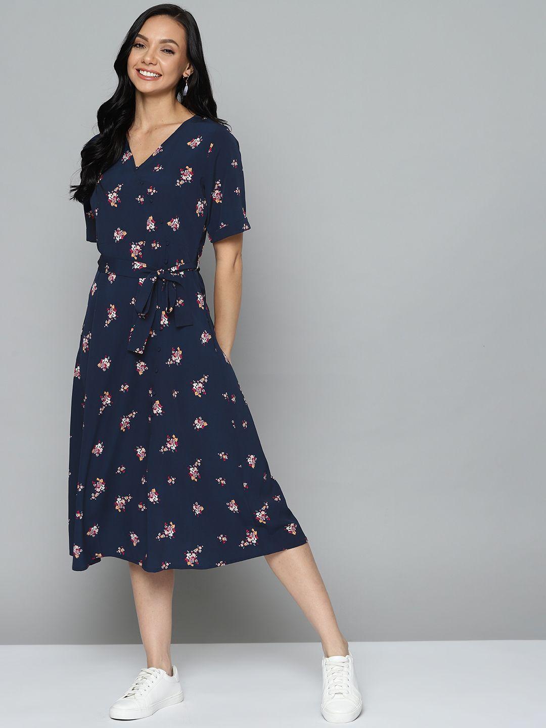 mast & harbour women navy blue floral fantasy dress