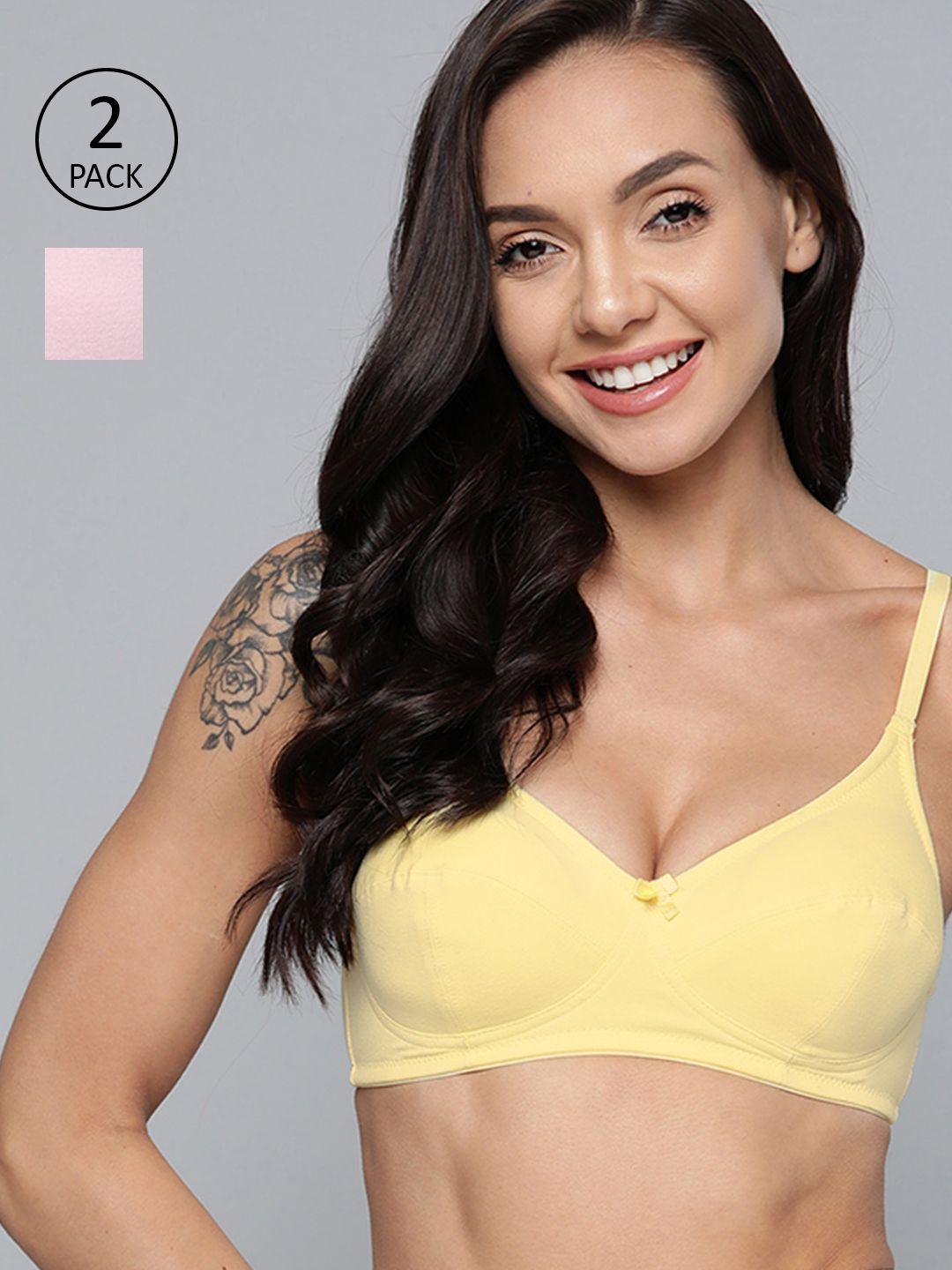 mast & harbour women pack of 2 solid everyday bra medium coverage