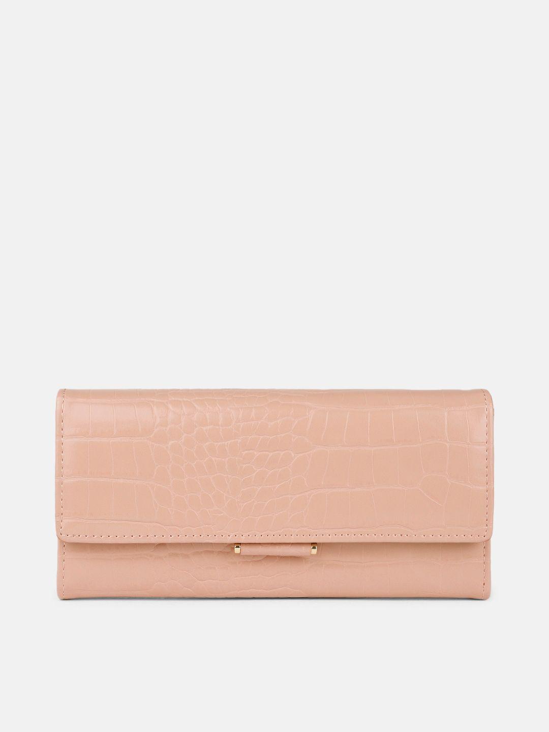 mast & harbour women peach-coloured pu three fold wallet